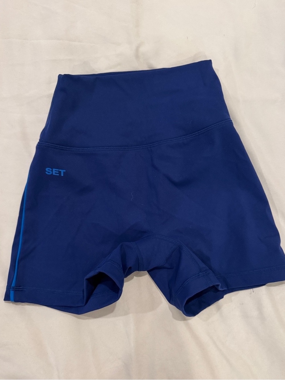 SET Active High Waist Blue Bike Shorts